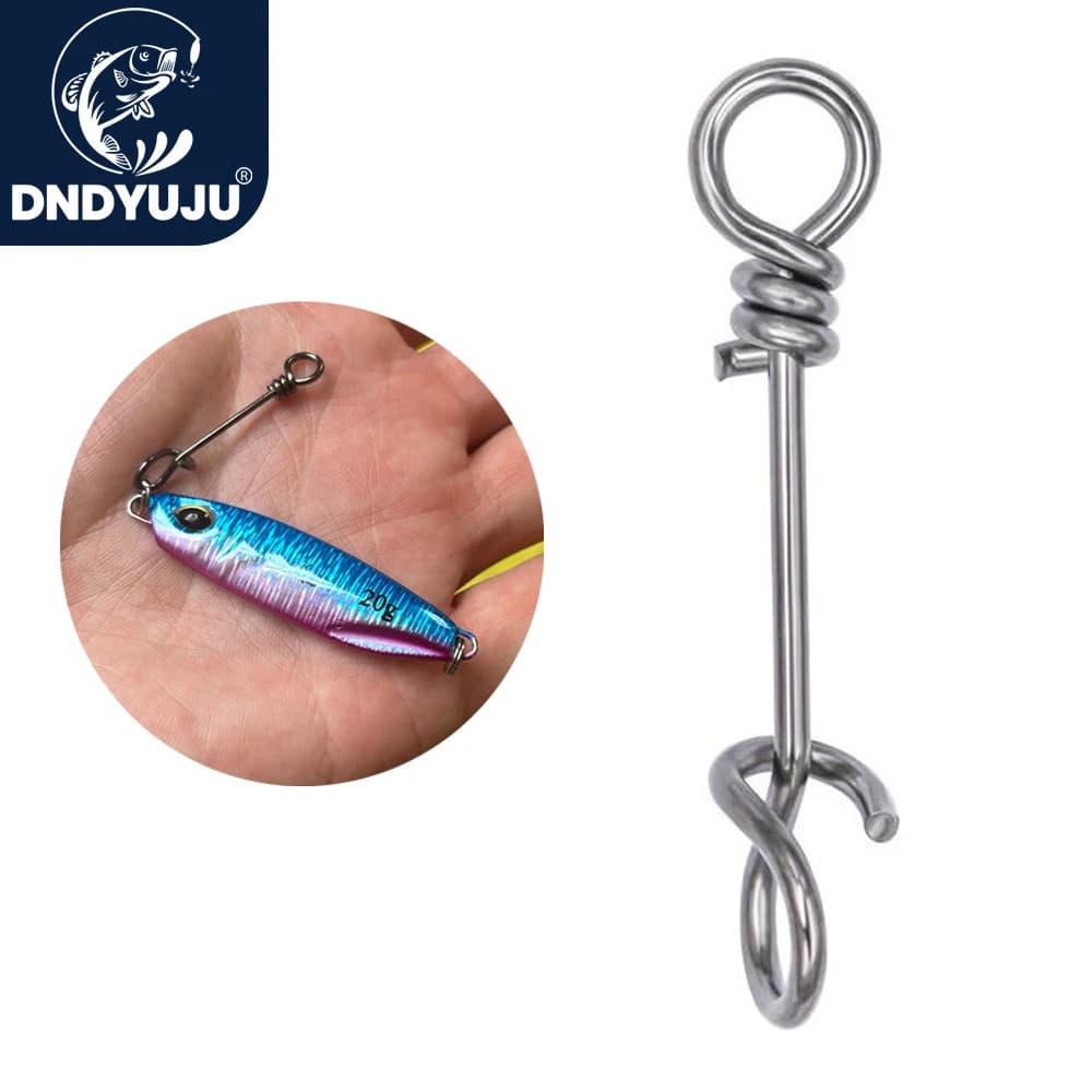 DNDYUJU 500-1000pcs Fishing Stainless Steel Quick Pin Fishing Lure Connector Hooked Snap Pin Fastlock Clip Fishing Accessories