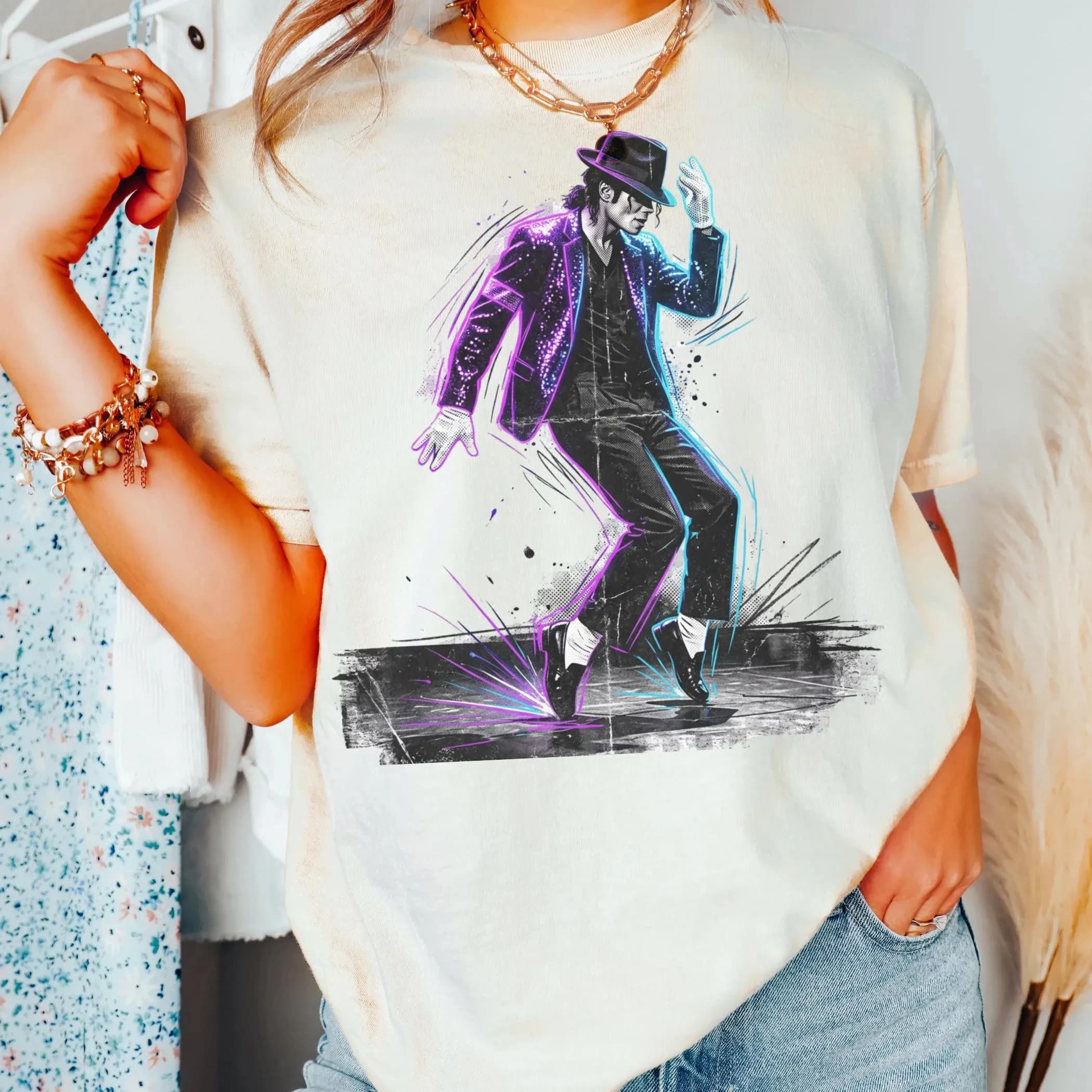 Michael Jackson Modern Redesign T-shirt Men and Women Summer Cotton Y2K Clothing Fashion Round Neck Short Sleeved Tee Fan Gifts