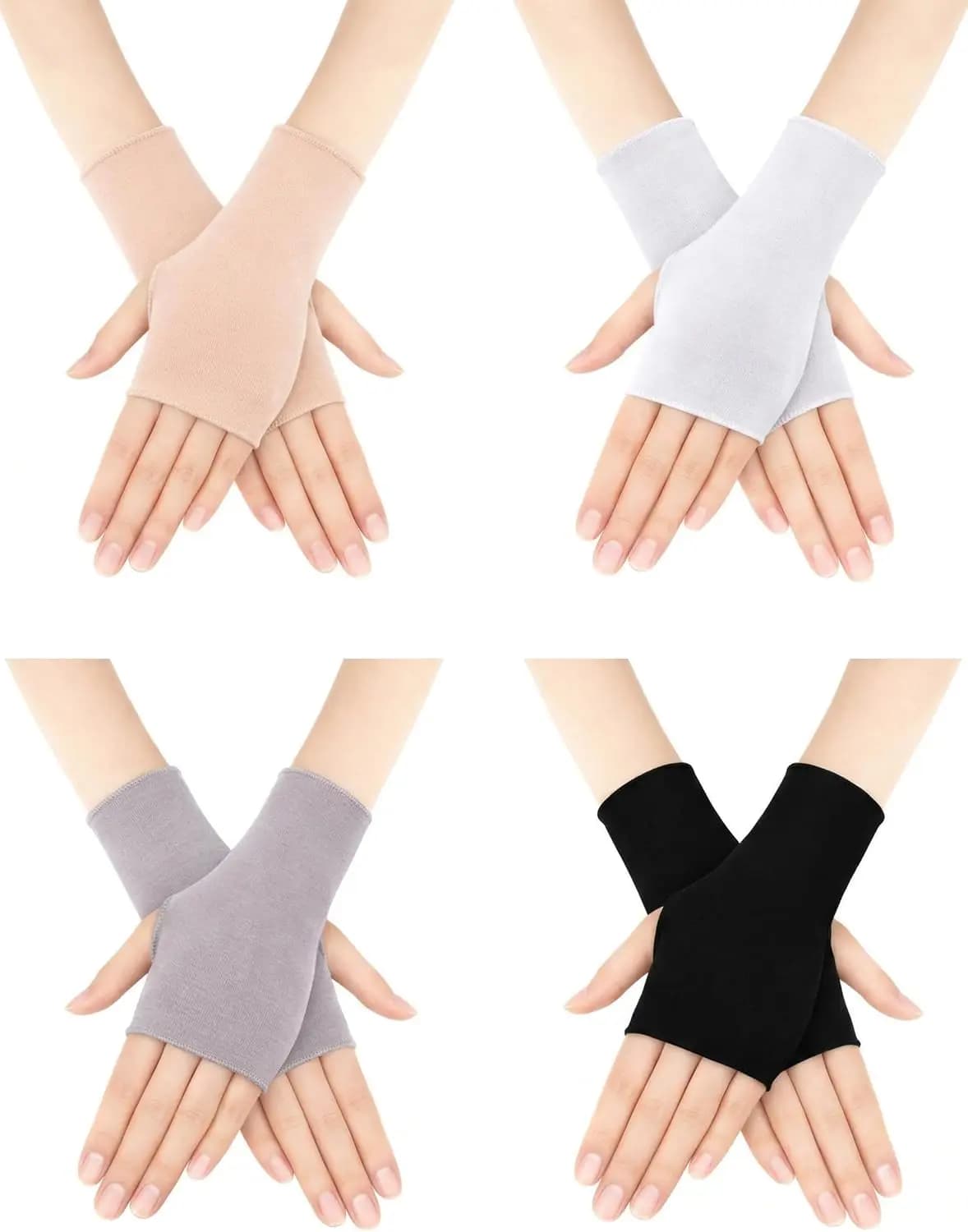 1 paio di guanti protettivi solari, versione estesa resistente ai raggi UV per ciclismo, guida estiva, ventilazione all'aperto, nuovi guanti senza dita in seta ghiacciata, protezione per le unghie