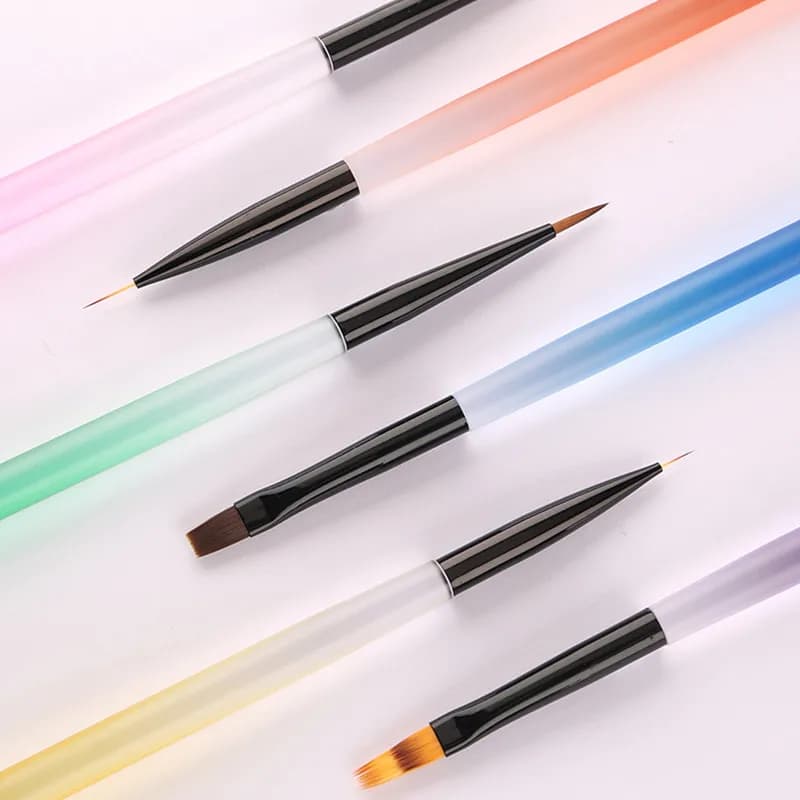 Nail Art Brushes 6Styie Nail Liner Brush Nail Painting Pen Acrylic UV Gel Brushes Crystal Ombre Manicure Spatula Poly Tool