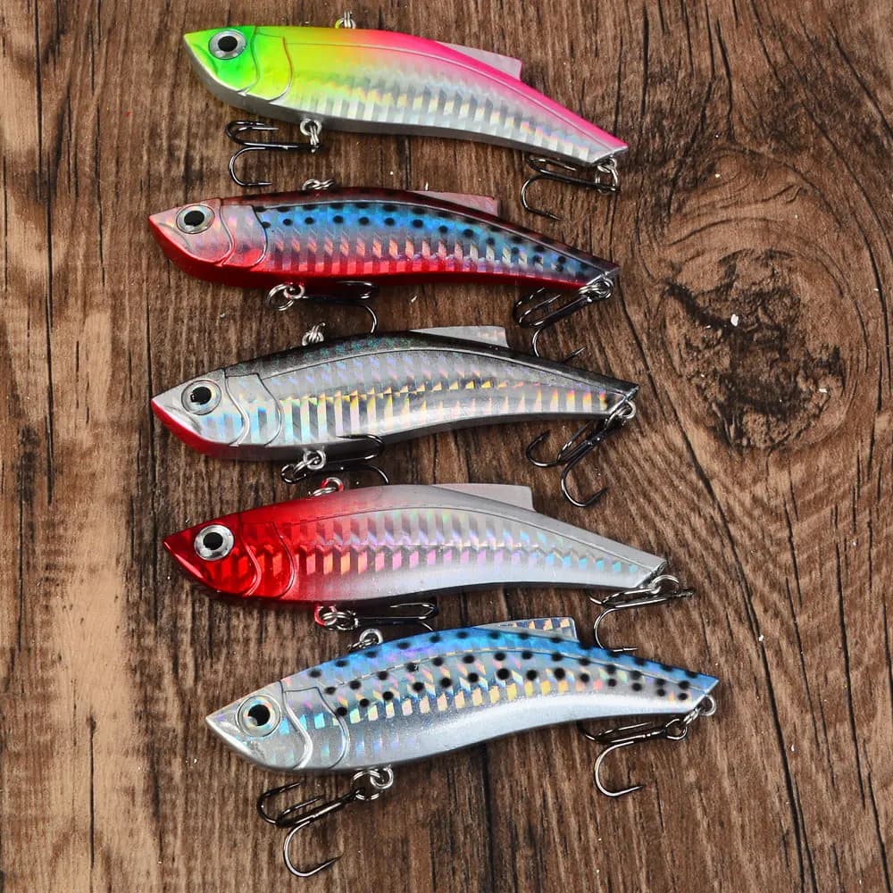5 Pezzi Esche da Pesca Affondanti Vib, Esche Artificiali, Swimbaits Rigidi per Pesca al Bass e al Luccio, Attrezzatura da Pesca