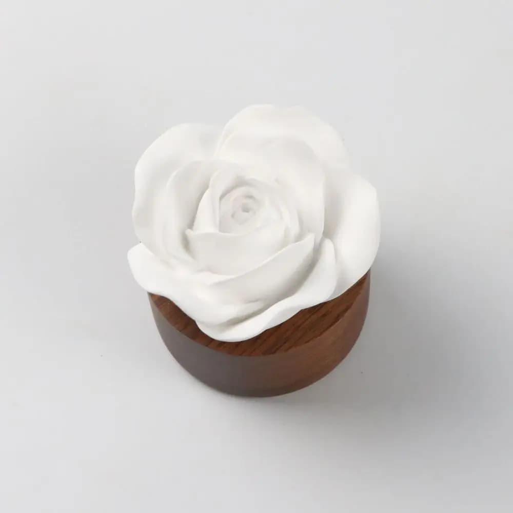 Diffusore di Aromi con Base in Legno e Fiori Ornamentali, Diffusore Artigianale con Fiori in Pietra, Non Elettrico