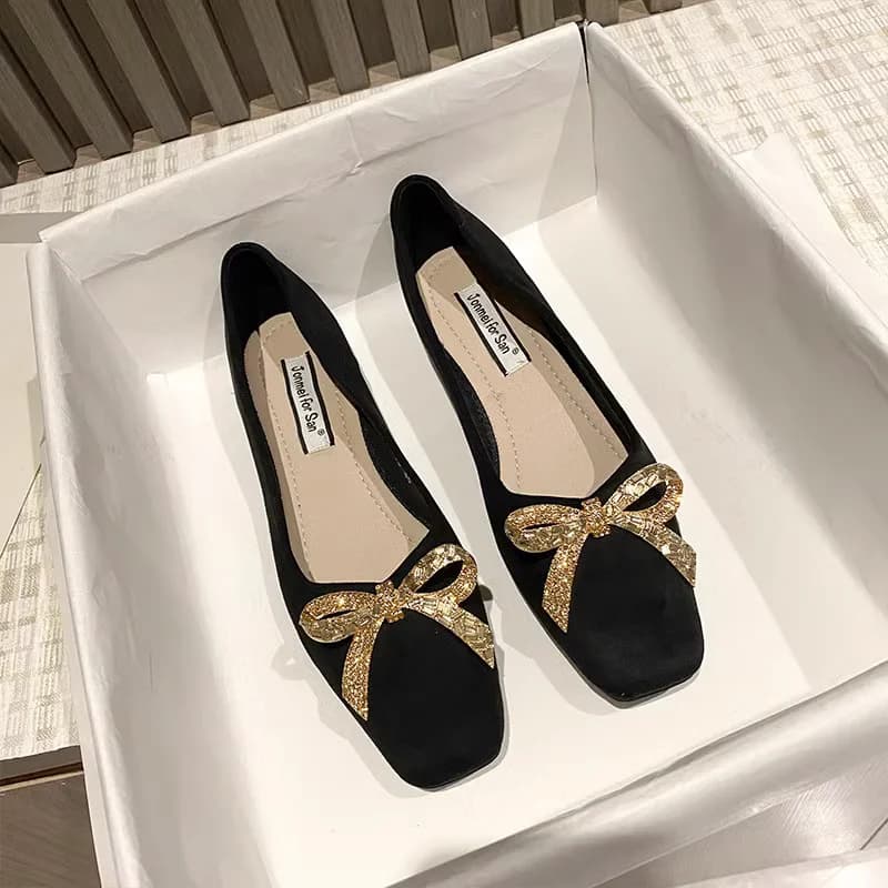 Scarpe basse da donna nuova primavera estate punta quadrata in pelle scamosciata comode scarpe da lavoro nere da donna di grandi dimensioni 44 45 46 mocassini da donna