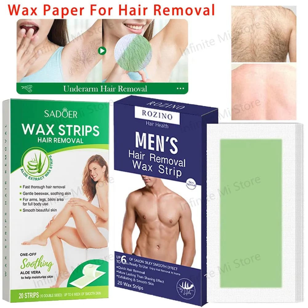 Carta cerata per depilazione 20 pz/set non permanente viso corpo depilatorio professionale efficace ceretta strisce di cera fredda carta da donna