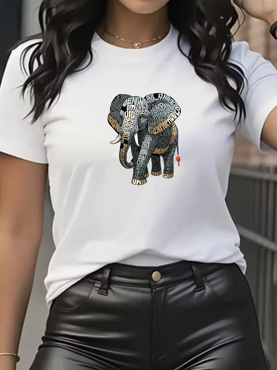 T-shirt con stampa elefante di marca di lusso di tendenza della moda estiva, T-shirt a maniche corte in puro cotone da uomo e da donna, top unisex.