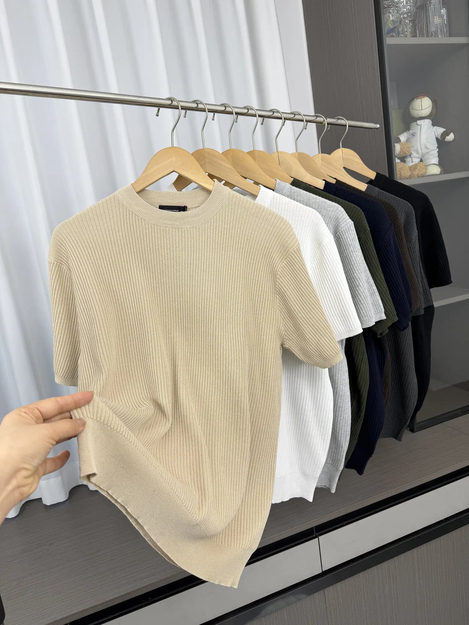 T-shirt a maniche corte in maglia morbida con scollo rotondo, da uomo, casual, tinta unita, alla moda, stile urbano, comoda, traspirante, primavera estate
