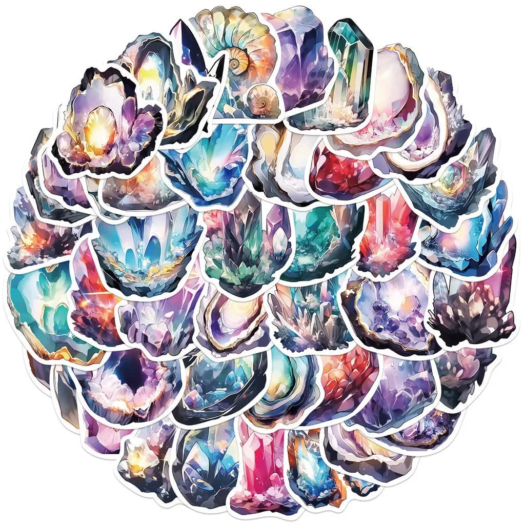 50 colorful quartz crystal waterproof graffiti stickers for astucci decals for hand accounts for bicycle helmet