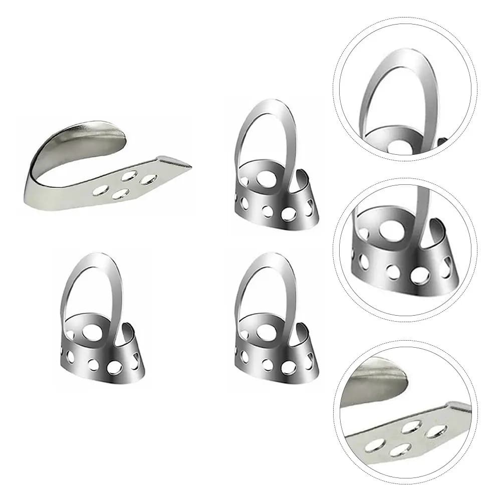 Set di 4 plettri da chitarra in acciaio inossidabile cavo, regolabili per pollice, indice e medio