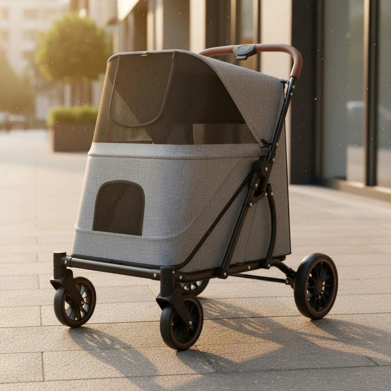 Large Dog Stroller Swivel Wheels Foldable Pet Stroller Pet Travel Metal Frame for Transport