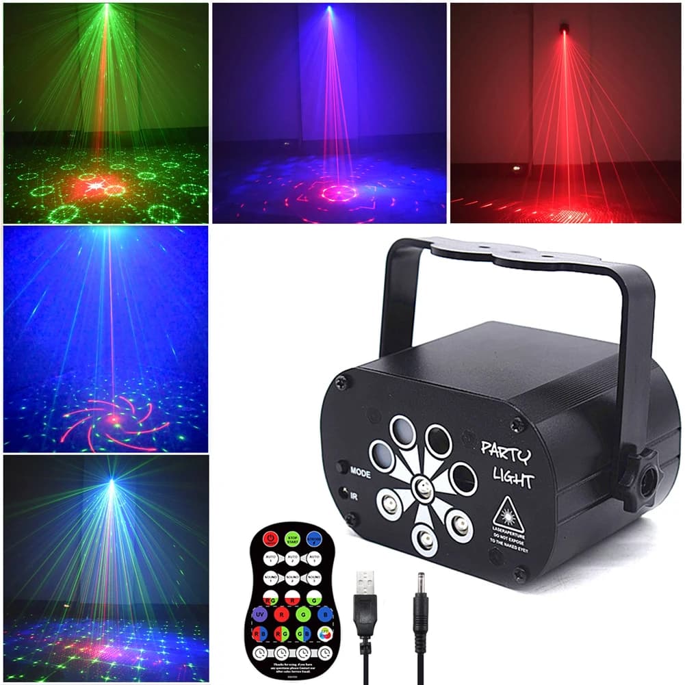 1 set di mini luci da discoteca, luci da festa Proiettore DJ portatile Luce stroboscopica alimentata tramite USB con controllo vocale e telecomando
