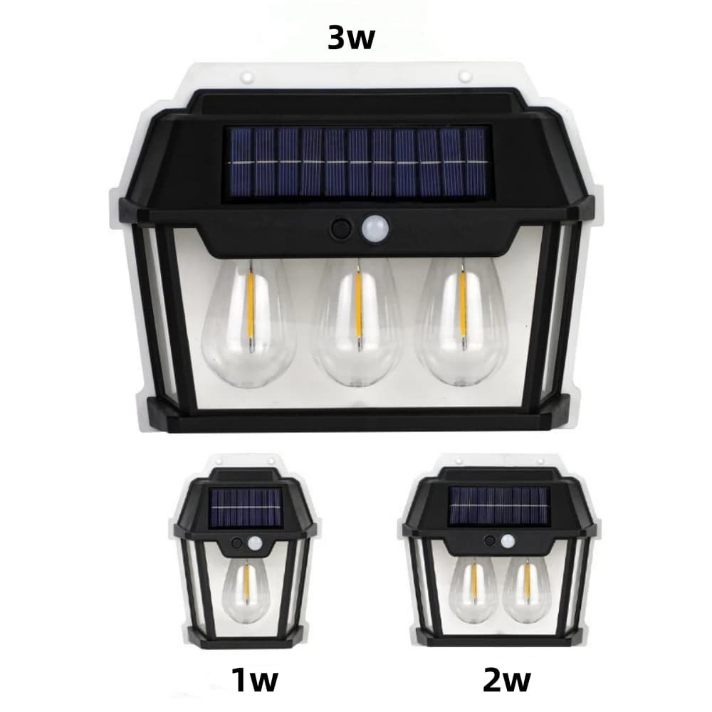 Lampada da parete a pannello solare a diodi Lampadina singola doppia tripla Bianco caldo Giardino esterno IP65 ad energia solare