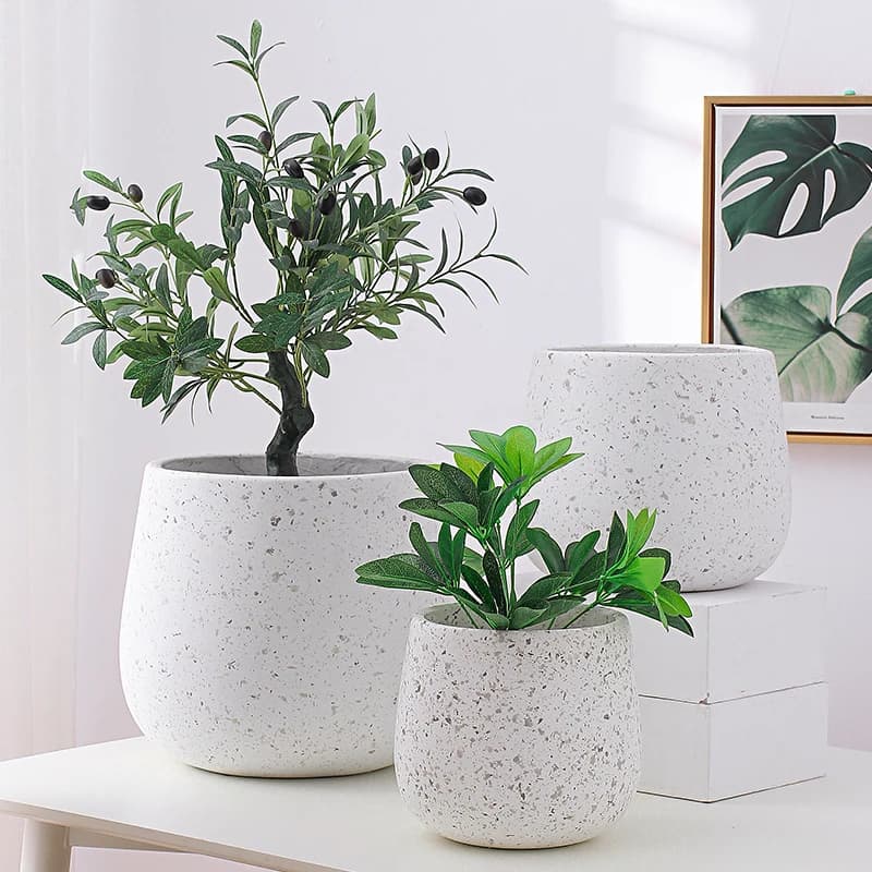 Nordic Minimalist White Magnesium Clay Plant Pot Luxury Sensation Lemon Tree Lily Bamboo Turtle Back Bamboo Oak Tree Large Pot
