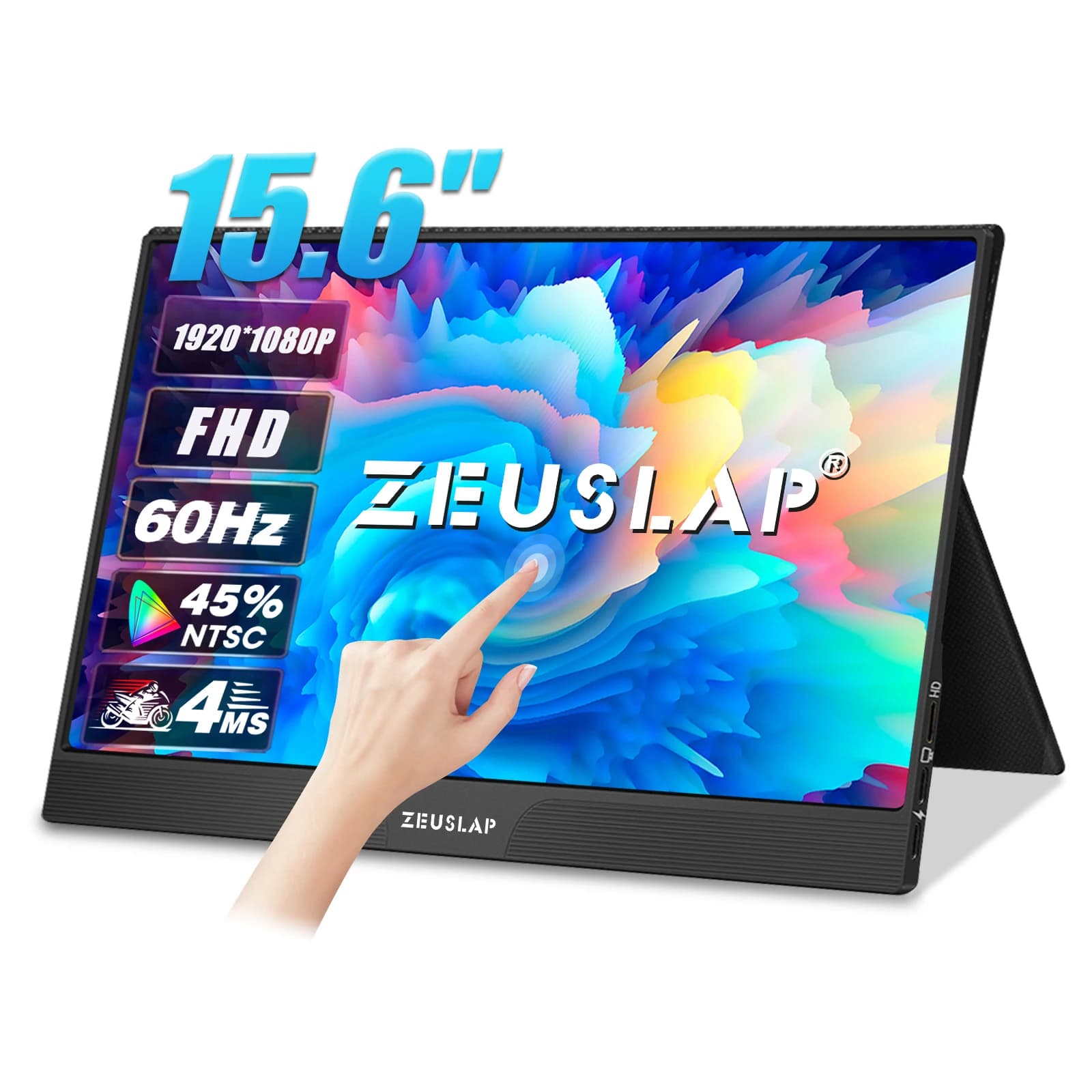 ZEUSLAP Monitor portatile da 15,6 pollici Touch Panel Monitor touch per computer compatibile con PS4 Switch Xbox One Laptop e telefono