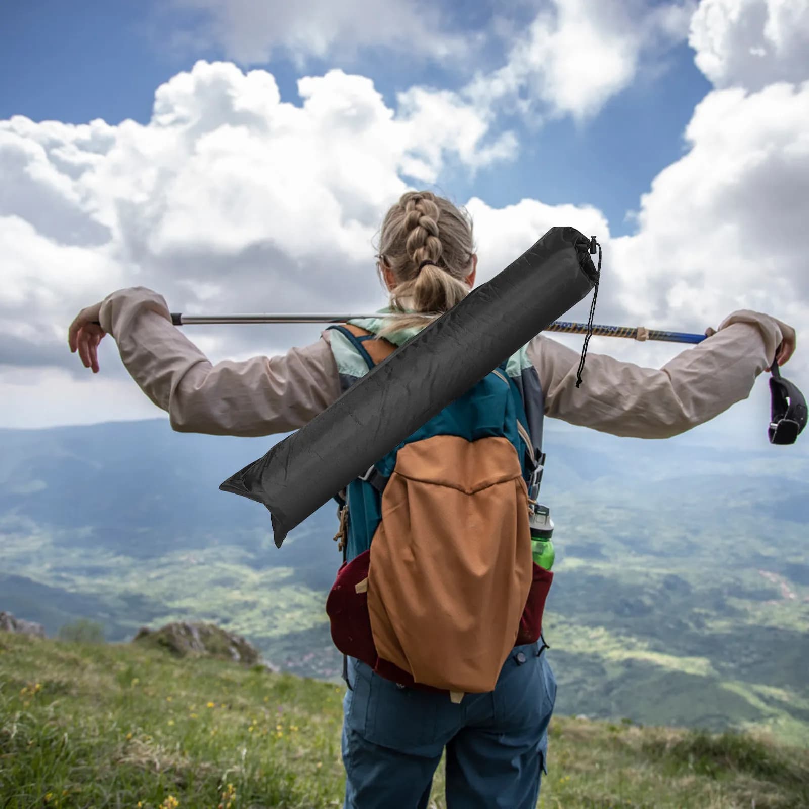 Heavy Duty Trekking Pole Storage Bag Waterproof Oxford Fabric Adjustable Carry Strap for Hiking Poles Tripods Walking Aids Gear