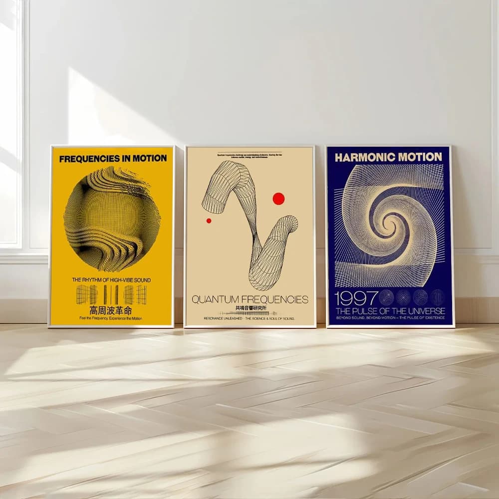 3pcs Soundwave Art Canvas Printed Poster Abstract Harmonic Motion Decorative Mural Modern Home Room Decor Birthday Gift Unframed