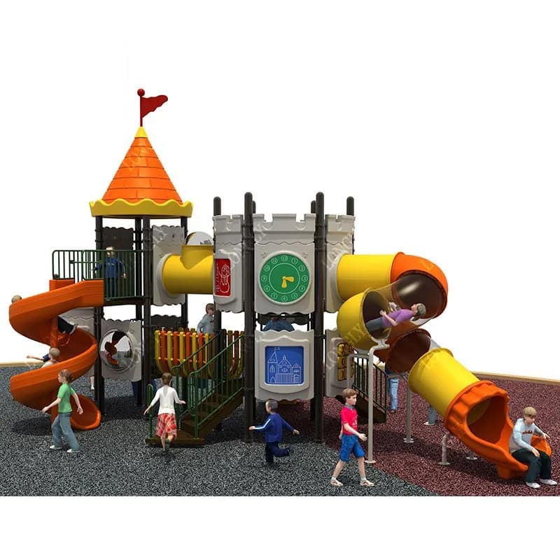 Scivolo per Bambini Stile Castello per Parchi Giochi all'Aperto, Parchi Divertimento, Giardini, Scuole, Aree Residenziali, Attrezzatura Educativa in Plastica LLDPE
