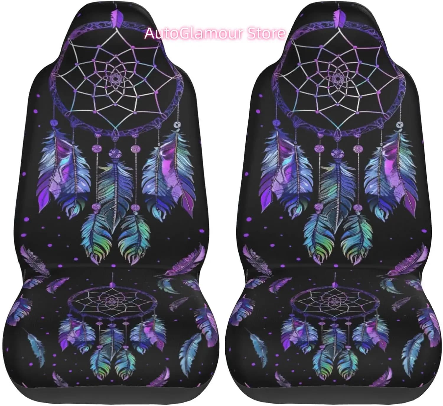 Dreamcatcher with Colorful Feathers Car Seat Covers Set of 2 Vehicle Seat Protector Car Covers for Auto Cars Sedan SUV Automotiv