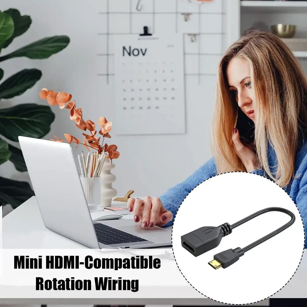 Portable HDMI compatible female cable adapter compatible with HDMI Mini HDMI cable 4K 60Hz HDmatters for Lap H1L7 camera tablet