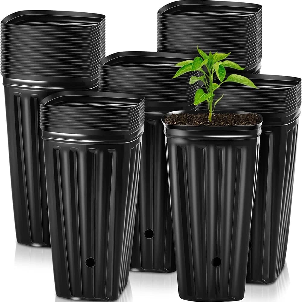 High Square Plant Seed - Planting Mug Plastic Deep Vivary Pot For Trees Plant Container Garden Plant Vase Growing Bags