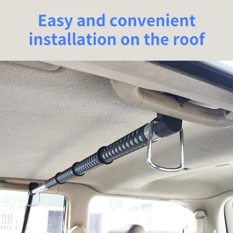 QM08 Foldable Vehicle Clothes Hanger Telescoping Design Metal Rod Auto Clothes Dryer Rod Cabin Storage Accessory for Travel