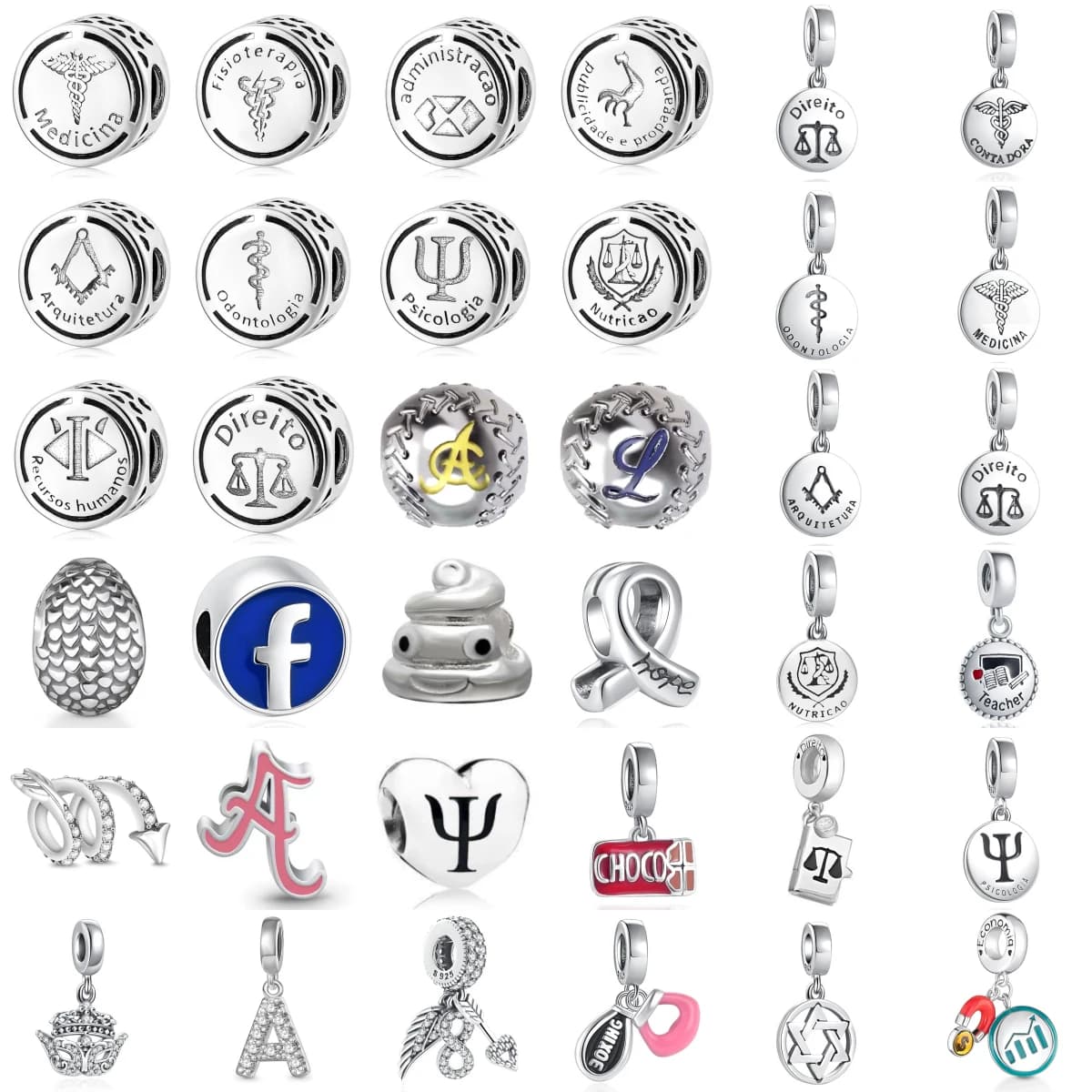 Nuovo ciondolo in argento sterling 925 adatto per bracciale originale accessori gioielli da donna maschera lettera magnete occupazione insegnante freccia