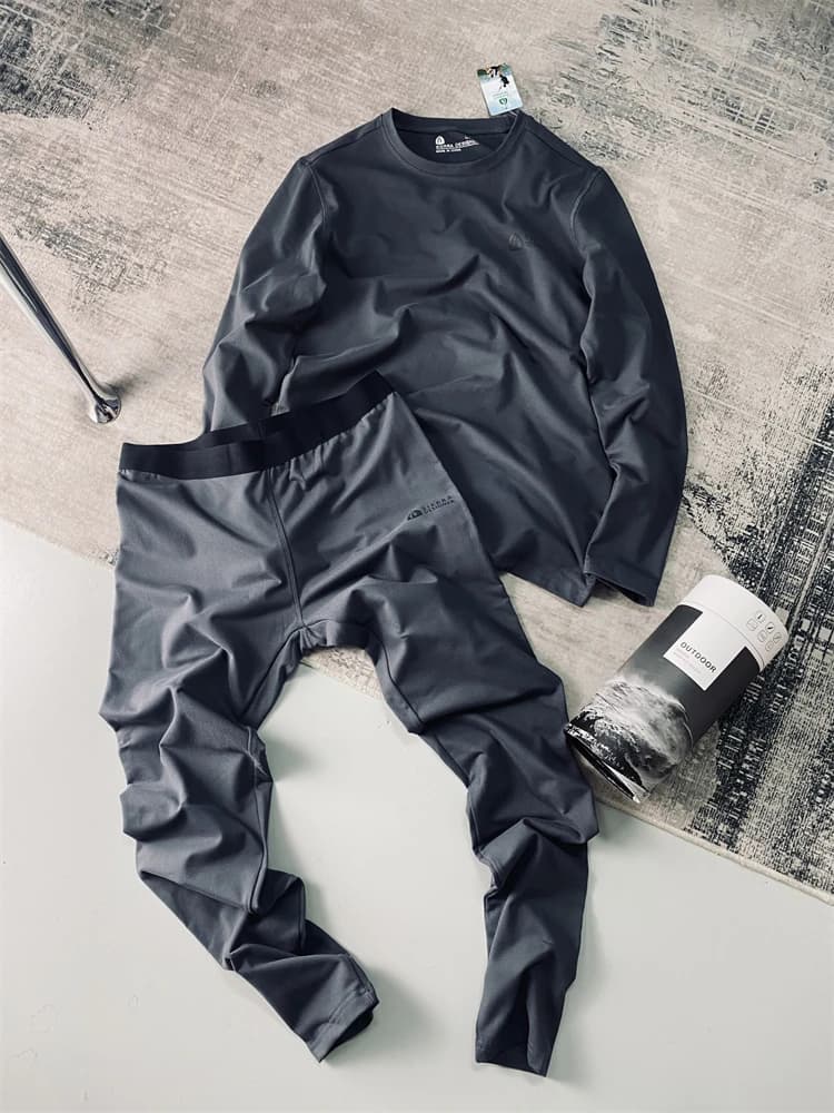 Men's Thermal Underwear Set Fleece Lined High Elasticity Breathable Quick Dry Outdoor Function Sweat Absorbent Long Sleeve ro...