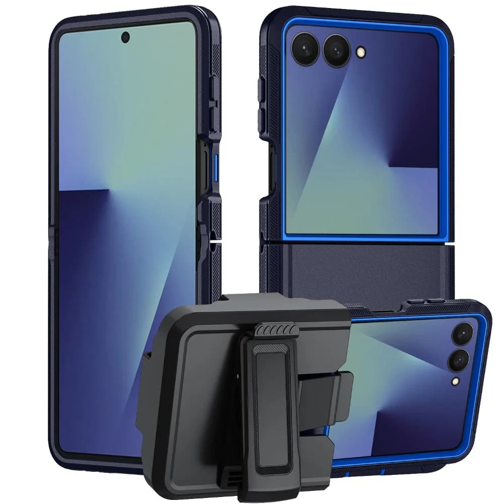 Custodia Protettiva Antiurto a Doppio Strato Rinforzata per Samsung Galaxy Z Flip 7 6 5 4 5G e Altri Modelli con Clip da Cintura e Protezione Anti-caduta Migliorata