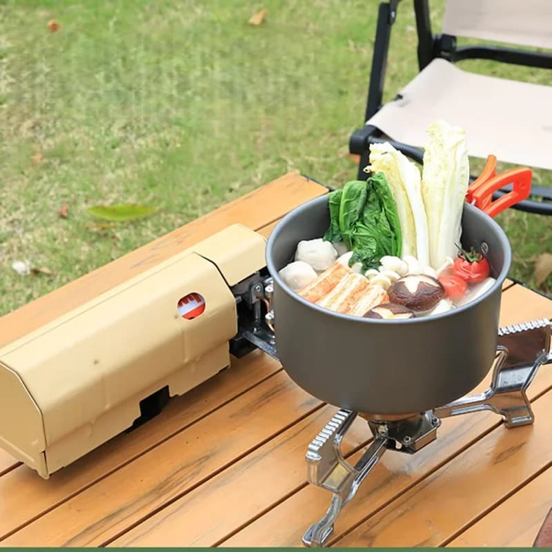 Fornello a Gas Portatile da Esterno 2600W ad Alta Potenza, Pieghevole e Leggero per Campeggio e Picnic