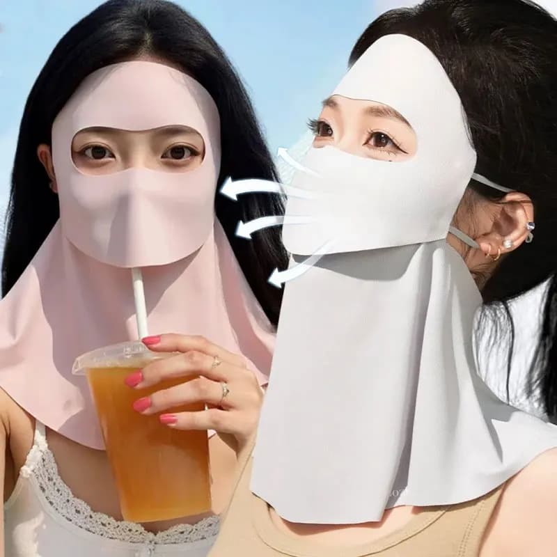 Maschera UV Protettiva in Seta Ghiaccio, Sciarpa da Collo per Sport all'Aperto, Sciarpa Sottile Traspirante Antipolvere per Uomo e Donna
