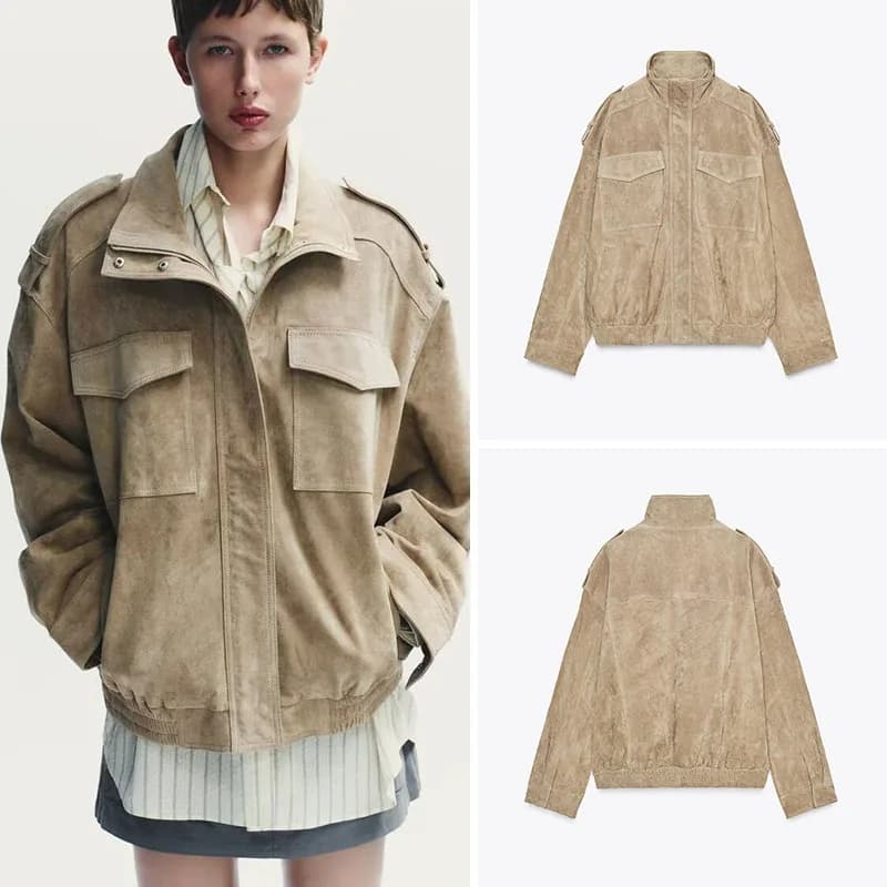 Street Style Long Sleeve Stand Collar Casual Jacket New Autumn Women's Wear ZA2025 Standard Fit Outerwear for Ladies