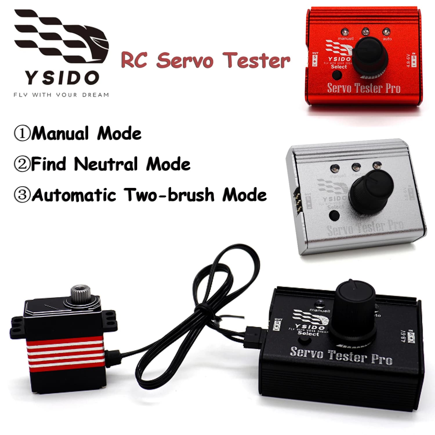 YSIDO RC Servo o ESC Tester di Metallo ESC Checker Master 4.8-6.0V Per RC Aereo Auto Barca Drone Servo Tester Universale RC Parti del Modello
