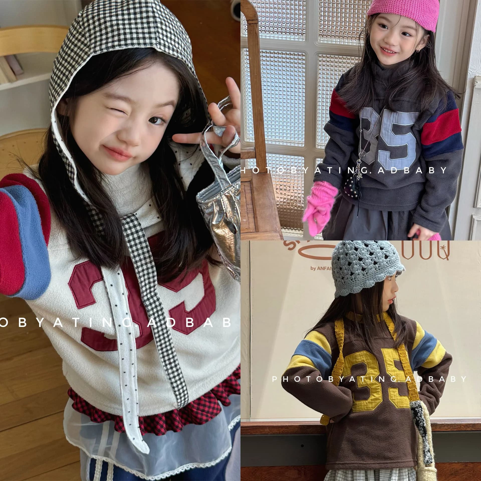 Felpe in pile polare per bambini 2025 Autunno Inverno Coreano Neonati maschi Ragazze Lettera Felpa Bambini Allentati Pullover caldi Top