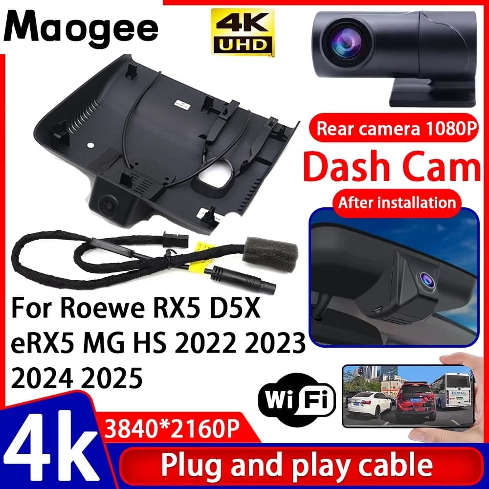 Video Recorder with Night Vision 4K UHD, DVR Camera for Auto Plug and Play for Roewe RX5 D5X eRX5 MG HS 2022 2023 2024 2025