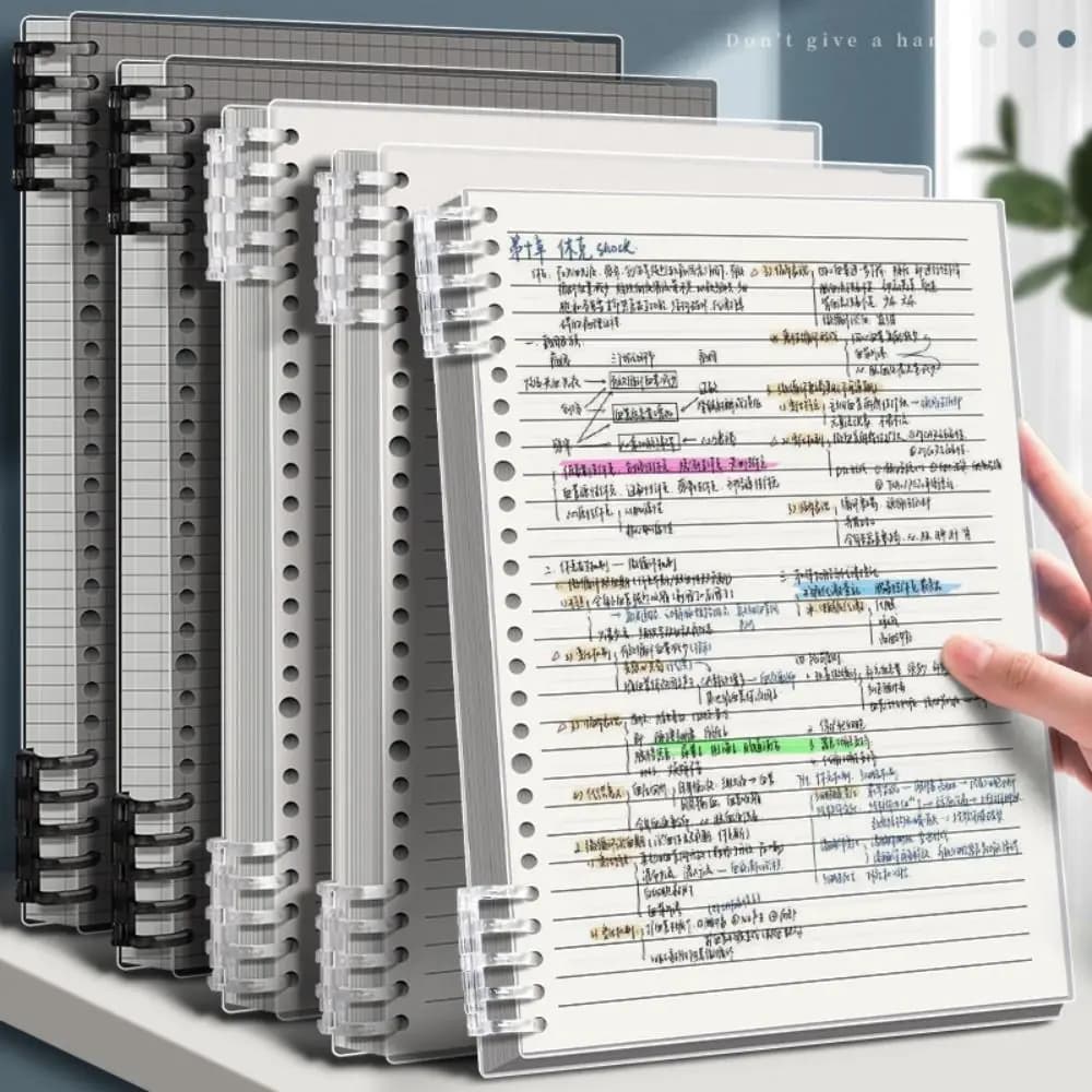 A4/A5 Loose-leaf Notebook 60Sheets Horizontal/Grid Inner Pages Notepad Transparent Detachable Sketchbook School Office
