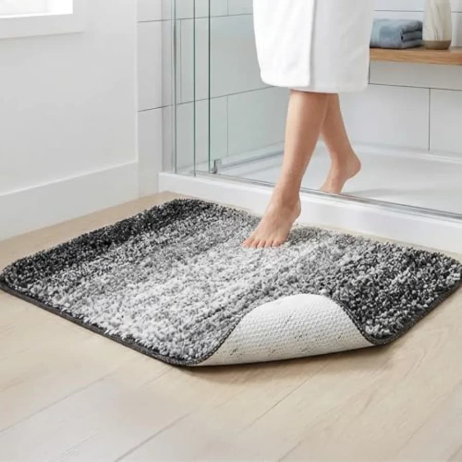 Bathroom Rugs Non Slip Washable - Plush Microfiber Bath Mat Absorbent and Quick Dry Bathroom Rug, Soft Shaggy Bath Mats for Bat