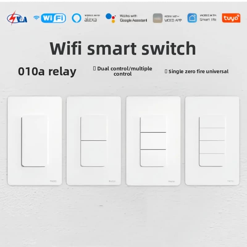 Tuya Smart Home Interruttore intelligente da parete doppio/multicontrollo con app per luce notturna Interruttore da pannello universale con fuoco singolo e telecomando