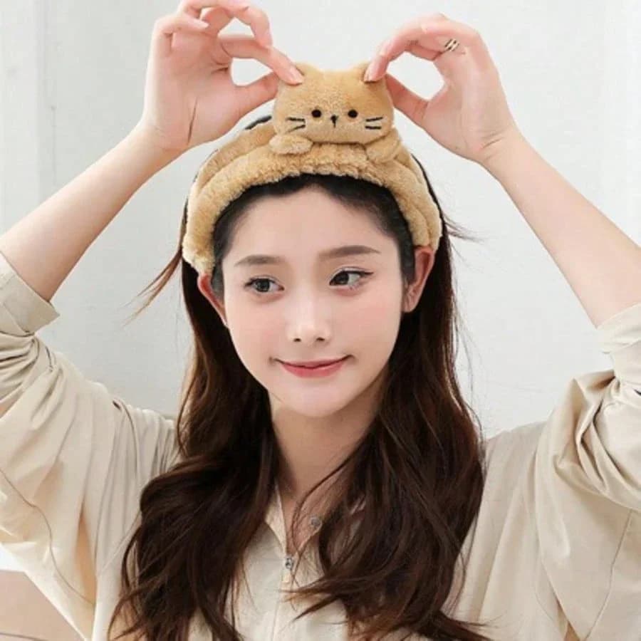 Simpatica fascia per capelli a forma di gatto per donna, fascia antiscivolo per lavare il viso e applicare la maschera