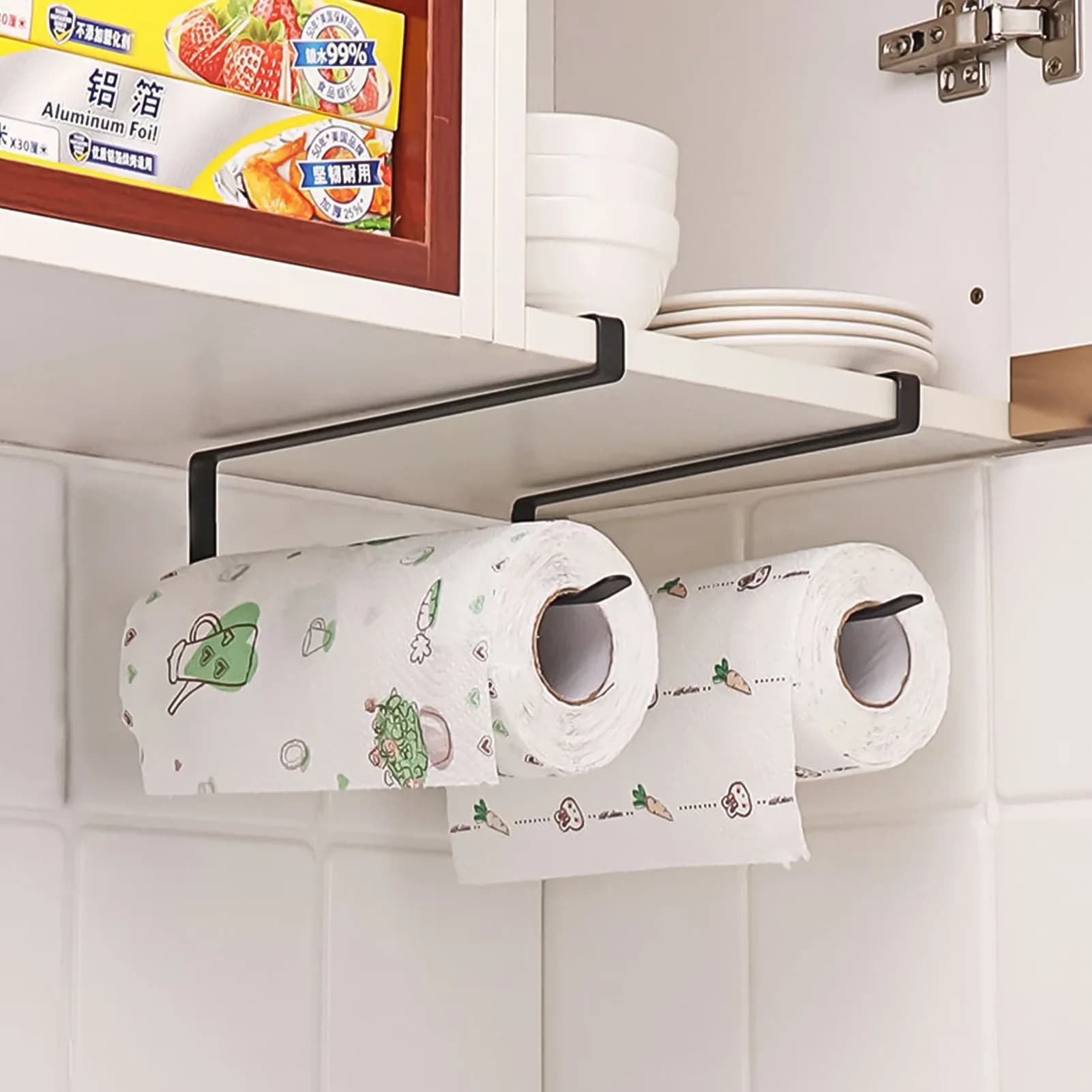 Portarotolo da cucina senza foratura, porta salviette da appendere, porta carta igienica, porta asciugamani, gancio per porta armadio bagno, organizer