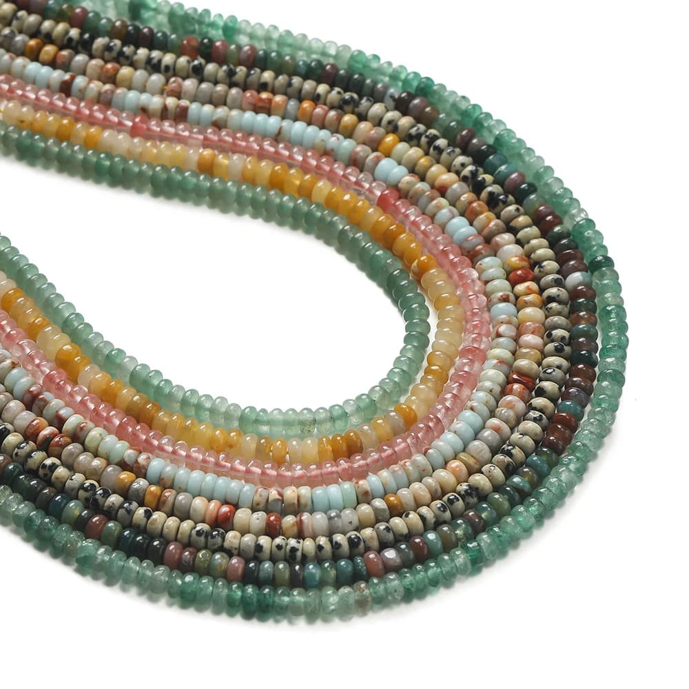 1 Strand Natural Stone Flat Round Beads Spacers Loose Beads For DIY Jewelry Making Findings Bracelets Accessories