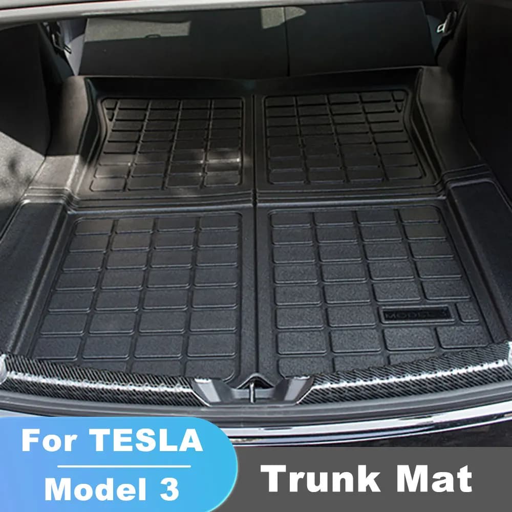 Per Tesla Model Y 2020-2023 TPE Scatola di immagazzinaggio anteriore per auto Pad Tappetino per bagagliaio posteriore Tappetino impermeabile Fodera protettiva Tappetino per bagagliaio