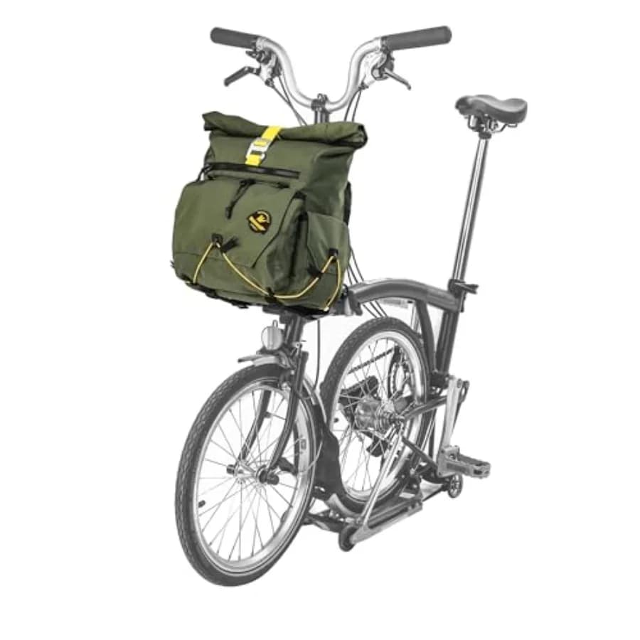 Borsa Anteriore per Bicicletta Brompton 17L, Borsa da Ciclismo con Chiusura Roll-Top e Telaio, Borsa per Bici Pieghevole con Tracolla, Porta Casco