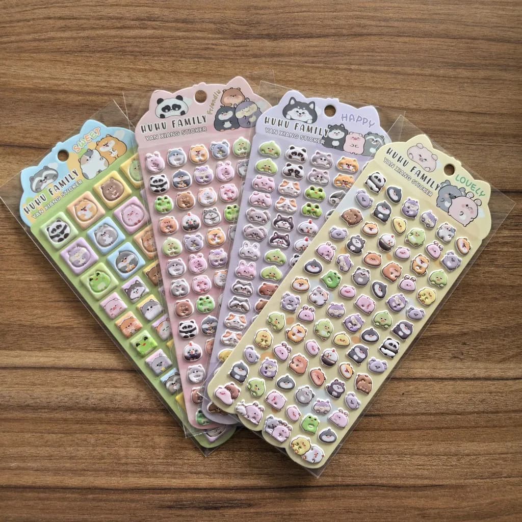 Adesivi 3D a Forma di Animali (4 Pezzi) - Simpatici Decalcomani Cartoon per Lavoretti Creativi per Bambini e Decorazione Quaderni Sticker Story Store