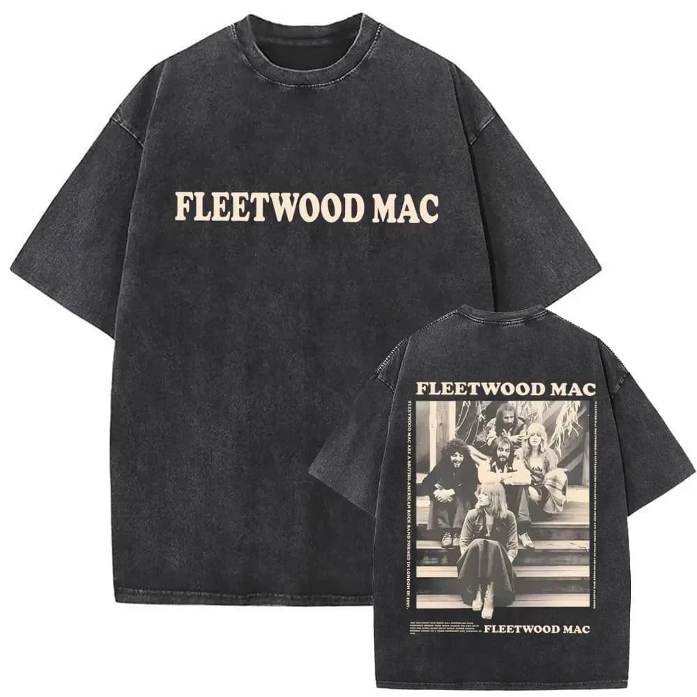 Rock Band Fleetwood Mac Rumours Classic Poster Print T-shirt Men Women Loose Casual Oversized Retro Washed Top Summer New Tee