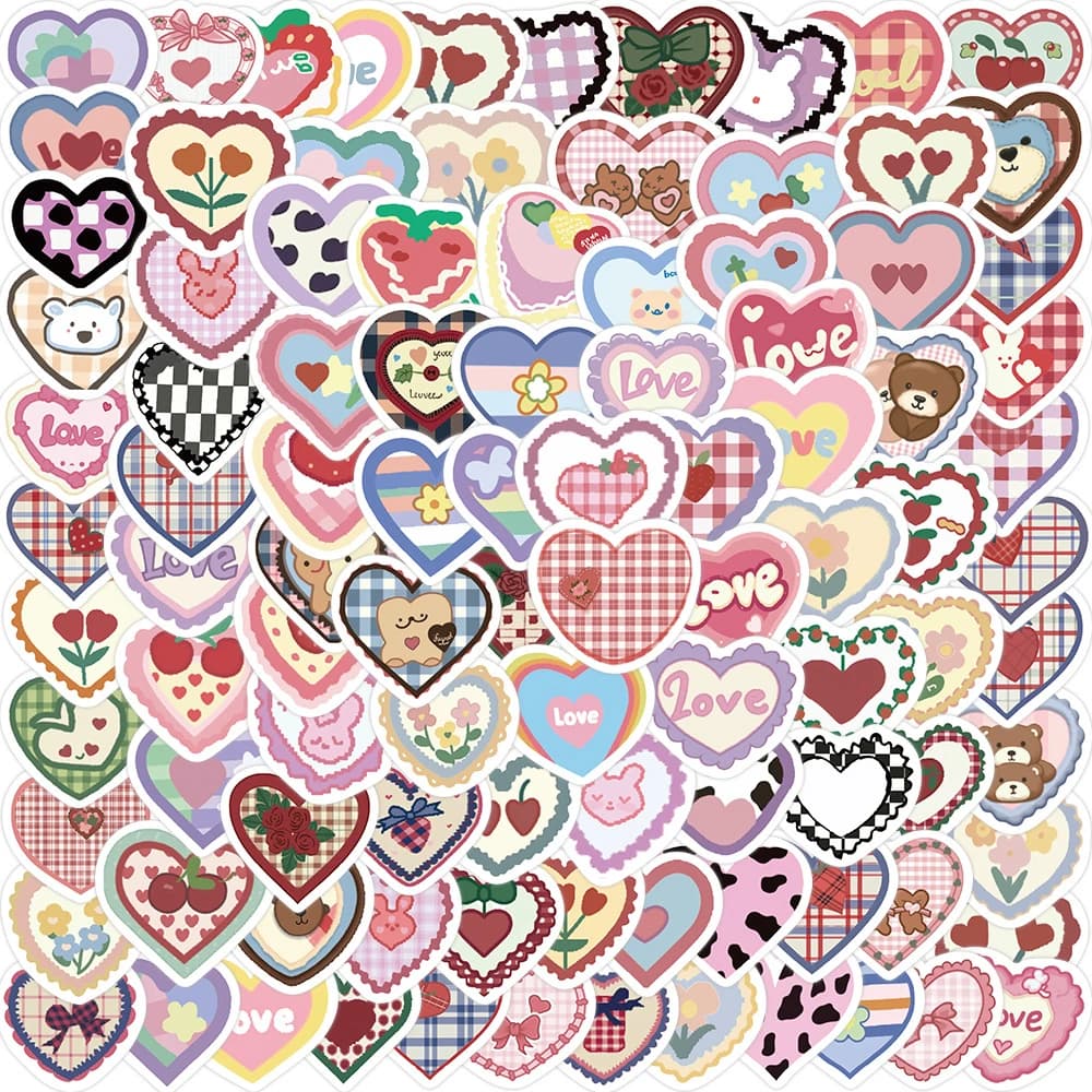 100 Adesivi Graffiti a Forma di Cuore per Valigie, Cover per Telefoni, Laptop, Quaderni, Regalo per Bambini, Sticker Story Store