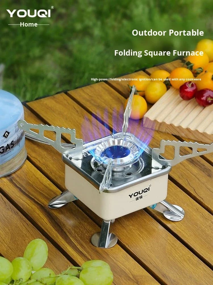 Fornello a Cassetta per Esterni, Bruciatore ad Alta Potenza 3500W, Fornello a Gas Portatile per Campeggio e Picnic