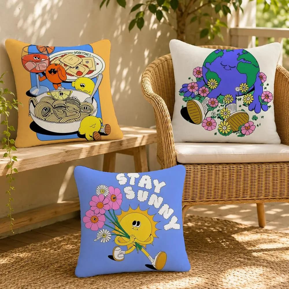 Artist L-LaurenMartin Cushion Cover Soft Throw Pillow Cover Washable Plush Cushion Case for Sofa Bed Living Room