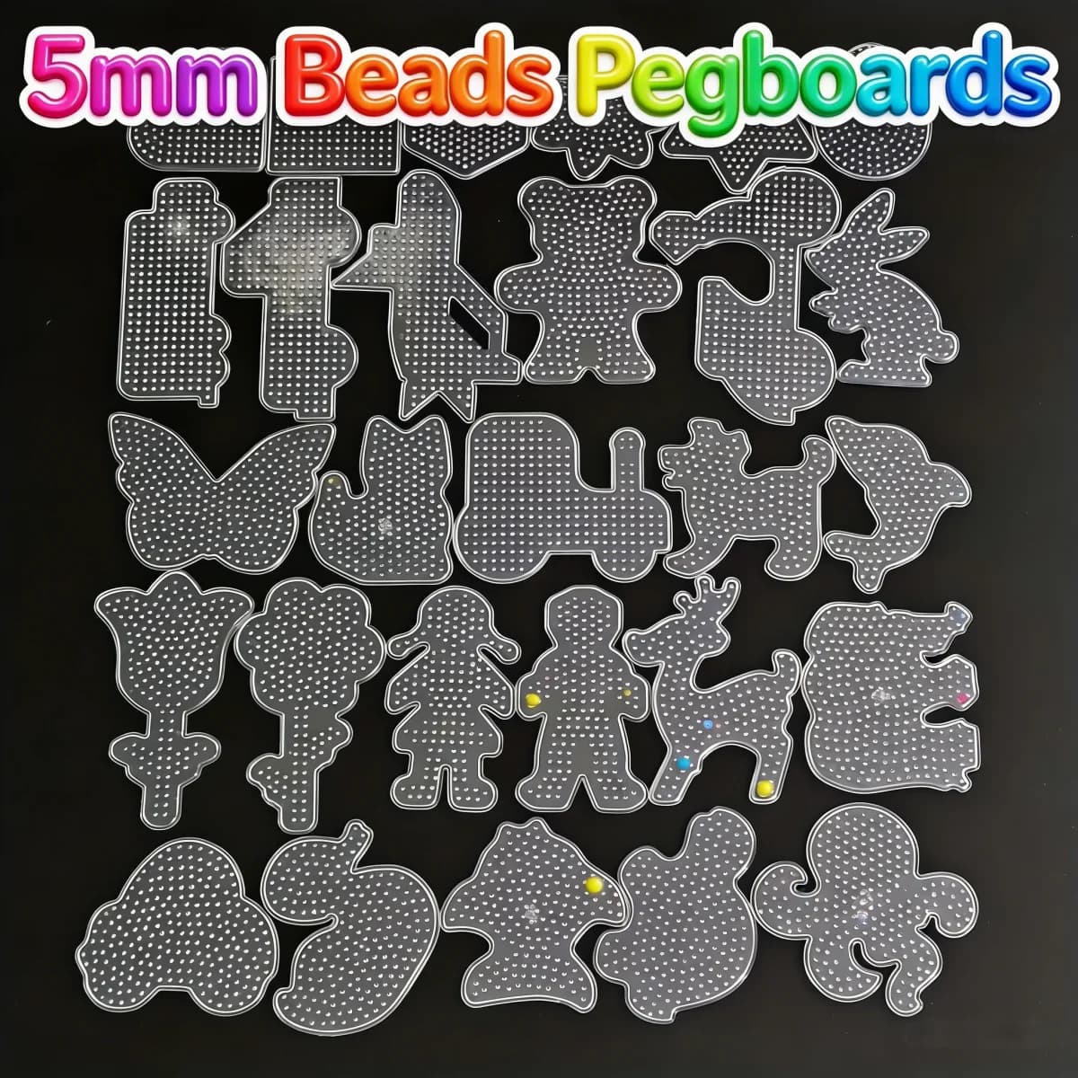 Perline Hama da 5mm, Giocattolo Fai-da-Te, Strumento Educativo per Puzzle Tangram, Modello Artistico per Bambini, Perline da Fondere, Stencil Fai-da-Te per Artigianato