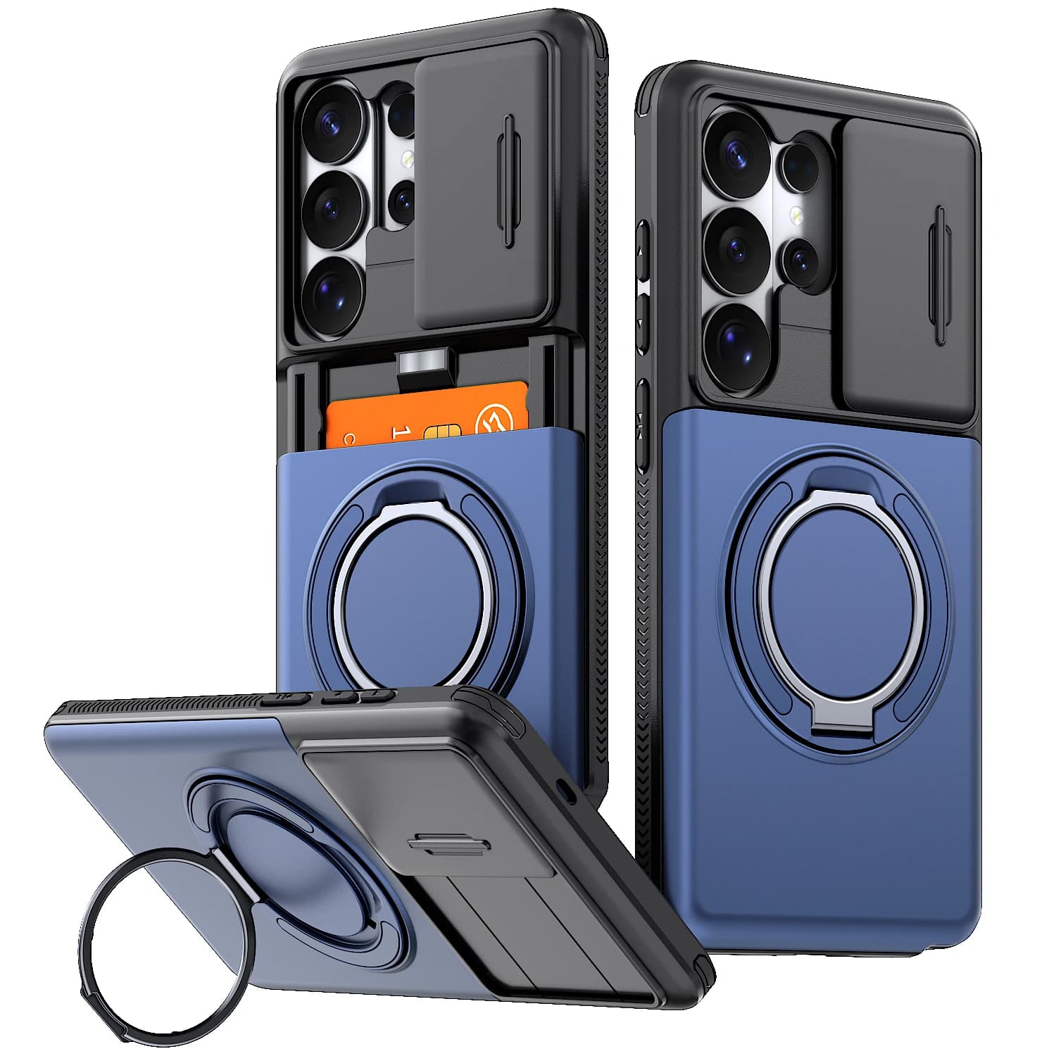 Fashion Heavy Armor for Magsafe Phone Case for Samsung Galaxy S22 S23 S26 Ultra S25 Plus S24 FE Ring Kickstand Wallet Back Cover