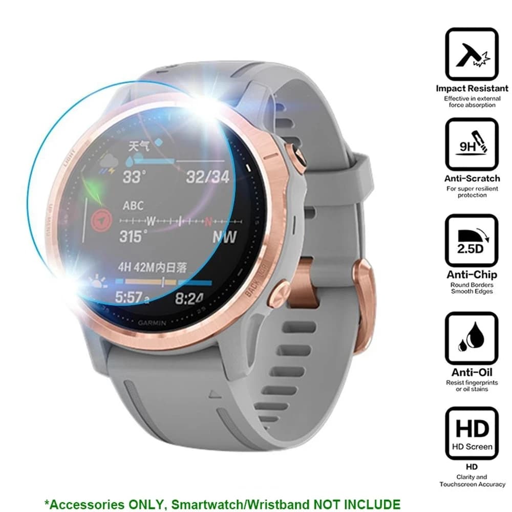 3 pcs 9H tempered glass Premium for Garmin Fenix 7X 7S Fenix 6S 6X Pro 5s Smart Watch Clear HD Screen Protector accessories