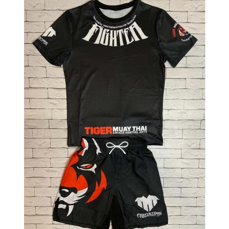 Nuovo Set da Allenamento a Tema Muay Thai 2026, Abbigliamento Sportivo Estivo Traspirante ad Asciugatura Rapida per Boxe, T-shirt + Pantaloncini, Set Fitness 2 Pezzi